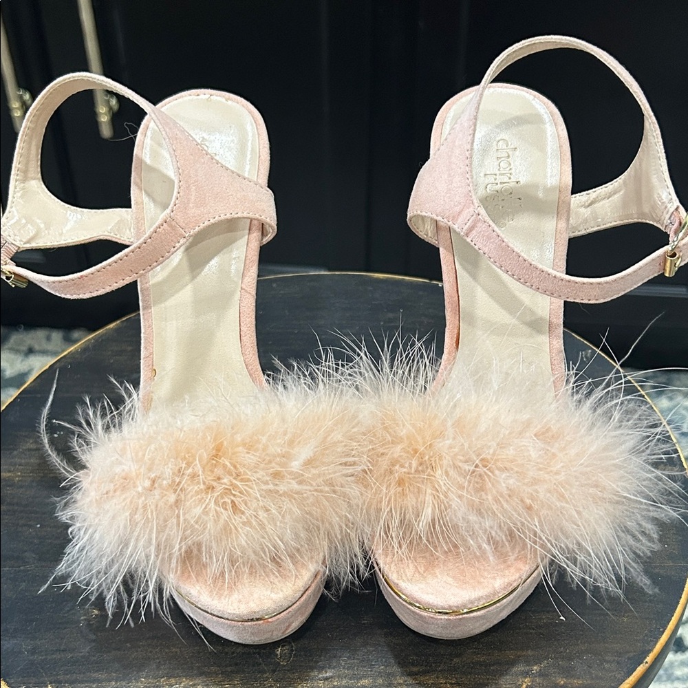 Charlotte Russe Blush Feathered Heels